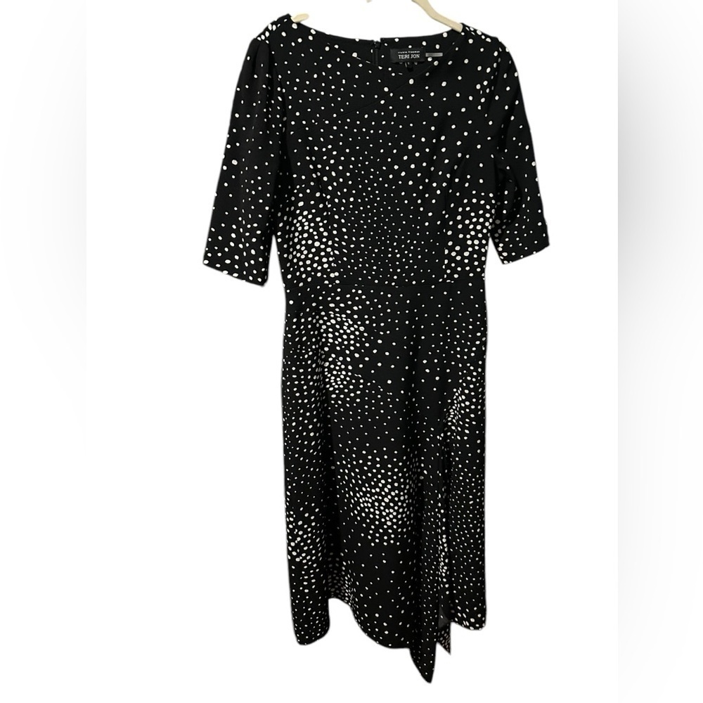 Teri Jon Black and White Polka Dot Dress size 8